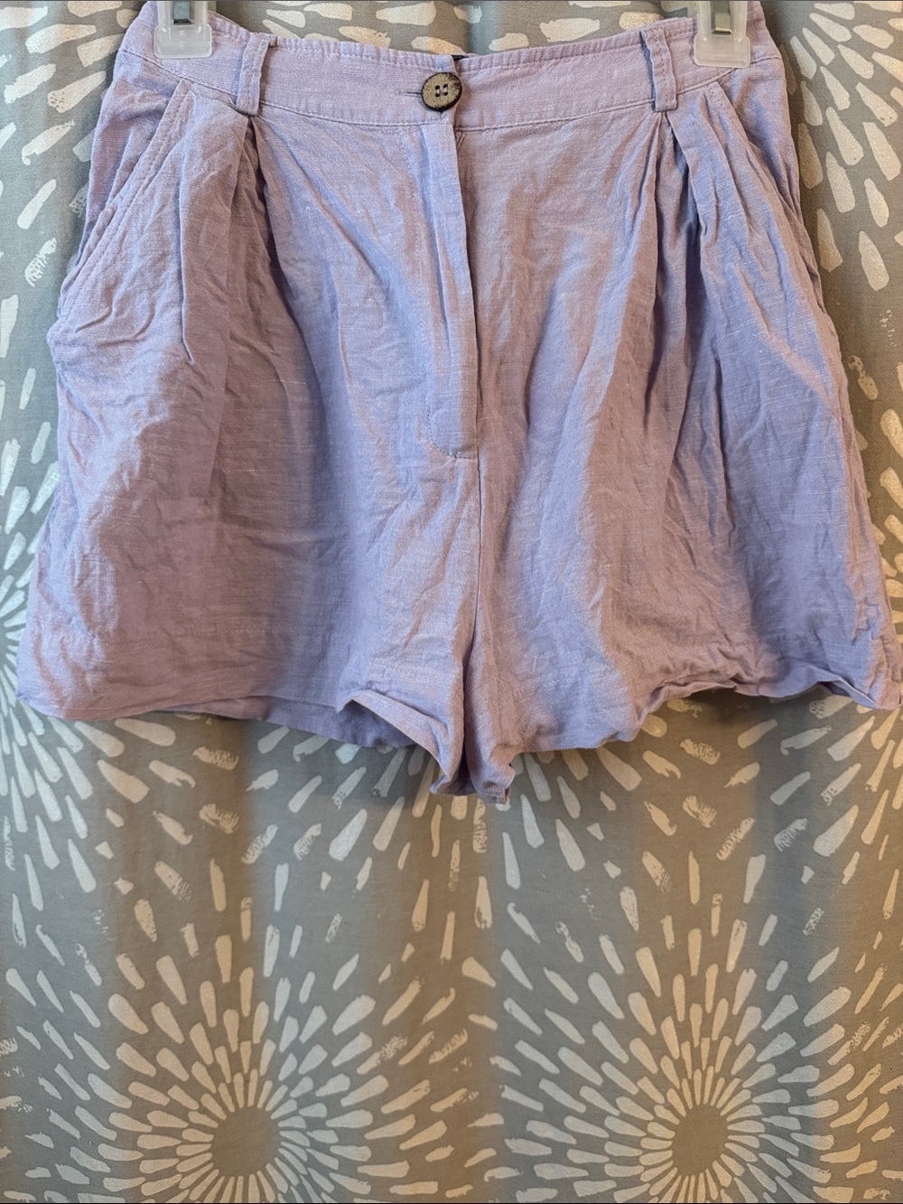 Zara Lavender Pleated High-Waist Shorts